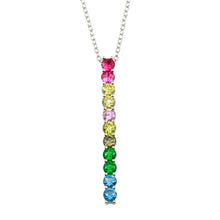 Load image into Gallery viewer, Sterling Silver Rhodium Plated Colorful Dangling CZ Pendant