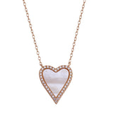 Sterling Silver Rose Gold Plated Heart Mother of Pearl Necklace