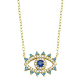 Sterling Silver Gold Plated Evil Eye Blue CZ Necklace