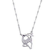 Load image into Gallery viewer, Sterling Silver Rhodium Plated CZ Deer Necklace
