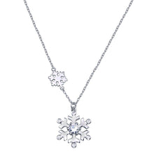 Load image into Gallery viewer, Sterling Silver Rhodium Plated Snow Flakes CZ Necklace
