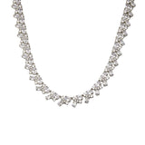 Sterling Silver Rhodium Plated Multi Shape Clear CZ Tennis Necklace