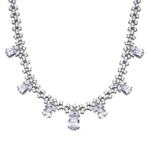 Load image into Gallery viewer, Sterling Silver Rhodium Plated Multu Teardrop Clear CZ Tennis Necklace