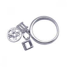 Load image into Gallery viewer, Sterling Silver Rhodium Plated Roman Numeral Charm Ring