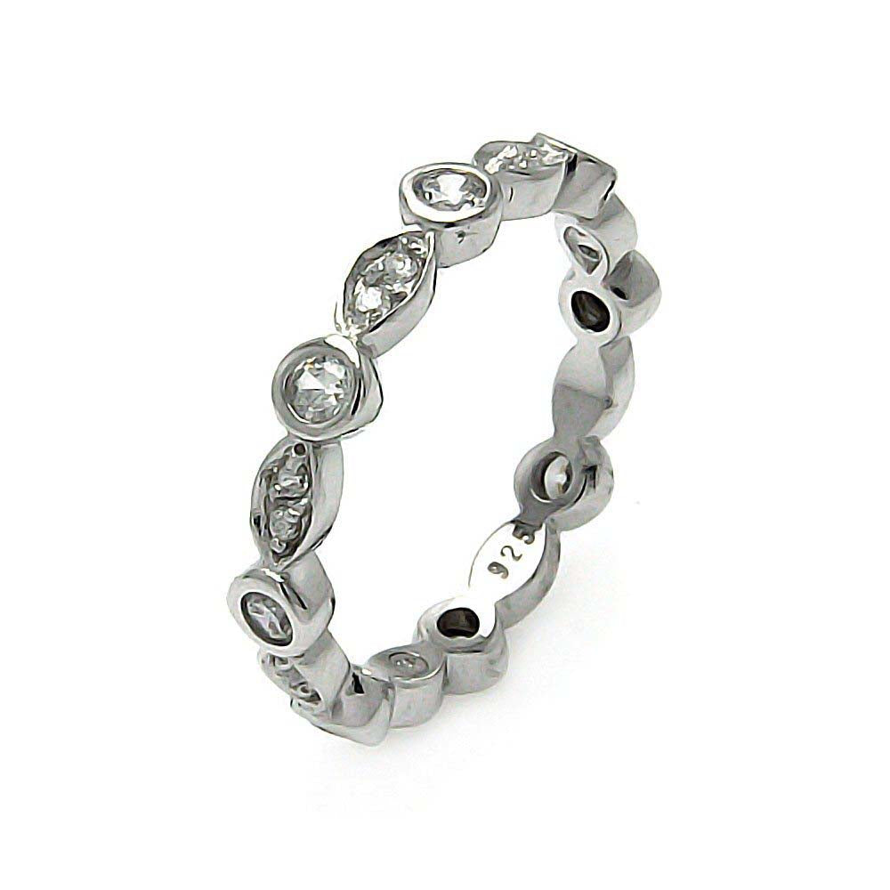 Sterling Silver Rhodium Plated Stackable Eternity Ring With CZ StonesAnd Width 4mmAnd Thickness 2mmAnd Dimensions 1mm