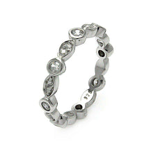 Load image into Gallery viewer, Sterling Silver Rhodium Plated Stackable Eternity Ring With CZ StonesAnd Width 4mmAnd Thickness 2mmAnd Dimensions 1mm