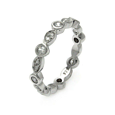 Sterling Silver Rhodium Plated Stackable Eternity Ring With CZ StonesAnd Width 4mmAnd Thickness 2mmAnd Dimensions 1mm