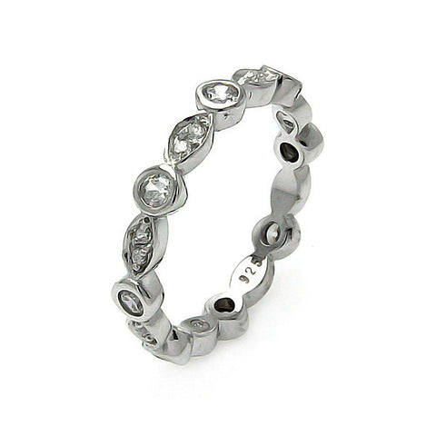Sterling Silver Rhodium Plated Stackable Eternity Ring With CZ StonesAnd Width 4mmAnd Thickness 2mmAnd Dimensions 1mm