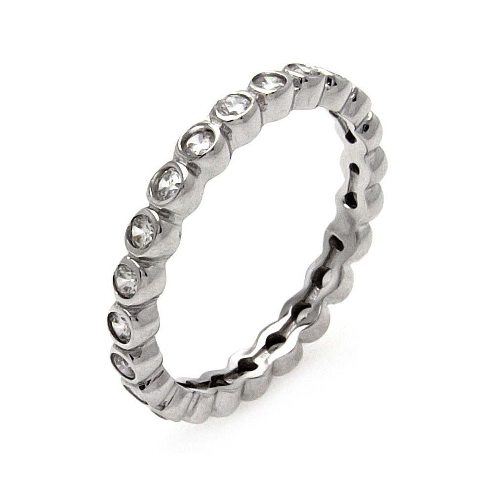 Sterling Silver Rhodium Plated CZ Stackable Eternity RingAnd Width 3mmAnd Dimensions 2mm