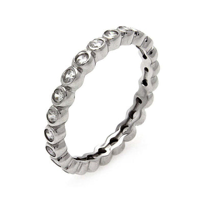 Sterling Silver Rhodium Plated CZ Stackable Eternity RingAnd Width 3mmAnd Dimensions 2mm