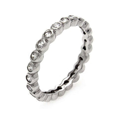Sterling Silver Rhodium Plated CZ Stackable Eternity RingAnd Width 3mmAnd Dimensions 2mm