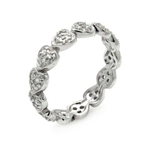 Load image into Gallery viewer, Sterling Silver Nickel Free Rhodium Plated Heart Shaped Stackable Eternity RingAnd Width 5mmAnd Dimensions 1mm