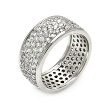 Load image into Gallery viewer, Sterling Silver Rhodium Plated  Pave Set Eternity Ring With Clear CZ StonesAnd Width 1mmAnd Dimensions 9mm