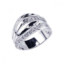 Load image into Gallery viewer, Sterling Silver Nickel Free Rhodium Plated Alternating CZ RingAnd Width 2mmAnd Dimensions 14mm