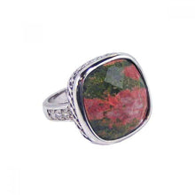 Load image into Gallery viewer, Sterling Silver Rhodium Plated Red Stone Center Clear CZ Ring