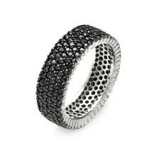 Load image into Gallery viewer, Sterling Silver Rhodium And Black Rhodium Plated Black Pave Set CZ Eternity RingAnd Width 1mmAnd Dimensions 8mm