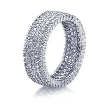 Load image into Gallery viewer, Sterling Silver Rhodium Plated Pave Set Clear CZ Eternity RingAnd Width 8mmAnd Thickness 1mm