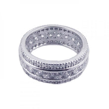 Load image into Gallery viewer, Sterling Silver Rhodium Plated CZ Eternity Channel RingAnd Width 8mmAnd Thickness 3mmAnd Dimensions 1mm