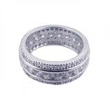 Sterling Silver Rhodium Plated CZ Eternity Channel RingAnd Width 8mmAnd Thickness 3mmAnd Dimensions 1mm