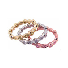 Load image into Gallery viewer, Sterling Silver RhodiumAnd Gold And Rose Gold Plated Multi Color Stackable Ring With Cz StonesAnd Width 10mmAnd Dimensions 3mmx1mm