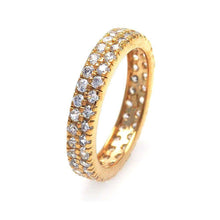 Load image into Gallery viewer, Sterling Silver Nickel Free Gold Plated Eternity Ring With CZ StonesAnd Width 2mmAnd Dimensions 5mm