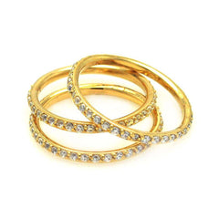 Sterling Silver Nickel Free Gold Plated Round Eternity Rings Set With CZ StonesAnd Width 1mmAnd Dimensions 6mm