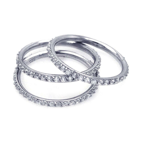 Sterling Silver .925 Nickel Free Rhodium Plated CZ Stackable Ring SetAnd Width 6mmAnd Dimensions 1mm