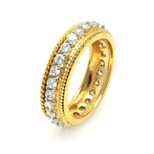 Load image into Gallery viewer, Sterling Silver Nickel Free Gold Plated Rope Border Eternity Ring With CZ StonesAnd Width 3mmAnd Dimensions 7mm