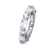Load image into Gallery viewer, Sterling Silver Rhodium Plated Clear Baguette Cz Eternity RingAnd Width 3mmAnd Thickness 3mmx5mmAnd Dimensions 3mm