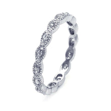 Load image into Gallery viewer, Sterling Silver Rhodium Plated Oval Shaped CZ Stackable Eternity RingAnd Width 3mmAnd Dimensions 1mm