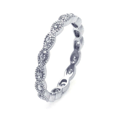 Sterling Silver Rhodium Plated Oval Shaped CZ Stackable Eternity RingAnd Width 3mmAnd Dimensions 1mm