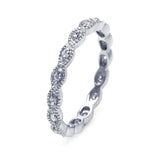 Sterling Silver Rhodium Plated Oval Shaped CZ Stackable Eternity RingAnd Width 3mmAnd Dimensions 1mm