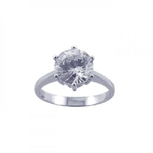 Load image into Gallery viewer, Sterling Silver Rhodium Plated CZ Large Solitaire Ring