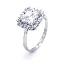 Load image into Gallery viewer, Sterling Silver Nickel Free Rhodium Plated Square Cluster Shaped Ladies Ring With CZ StonesAnd Width 2mm