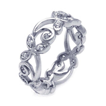 Load image into Gallery viewer, Sterling Silver Fancy Eternity Flower Design Inlaid with Clear Czs Band Ring