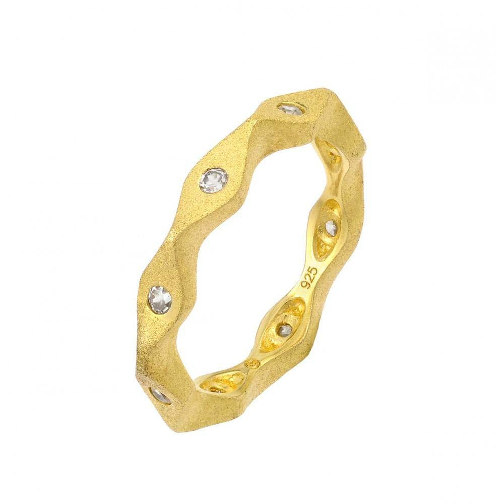 Sterling Silver Gold Plated Infinity Shaped Eternity Rings With CZ StonesAnd Width 2mmAnd Dimensions 3mm