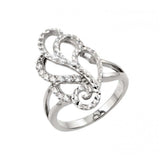 Sterling Silver Elegant Filigree Design with Diamond Cut and Inlaid with Clear Czs RingAnd Ring Dimensions of 22.7MMx13.1MM