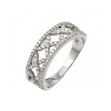 Load image into Gallery viewer, Sterling Silver Fancy Band Ring with Multi Paved Butterfly Design and Band Width of 6.5MM