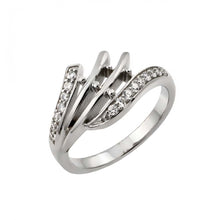 Load image into Gallery viewer, Sterling Silver Fancy Band Ring Inlaid with Round Cut Clear CzsAnd Ring Dimensions of 11.1MMx18.8MM