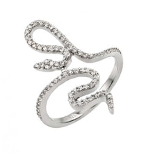 Load image into Gallery viewer, Sterling Silver Fancy Coiled Snake Design Inlaid with Clear Czs RingAnd Ring Dimensions of 24.5MMx10.1MM