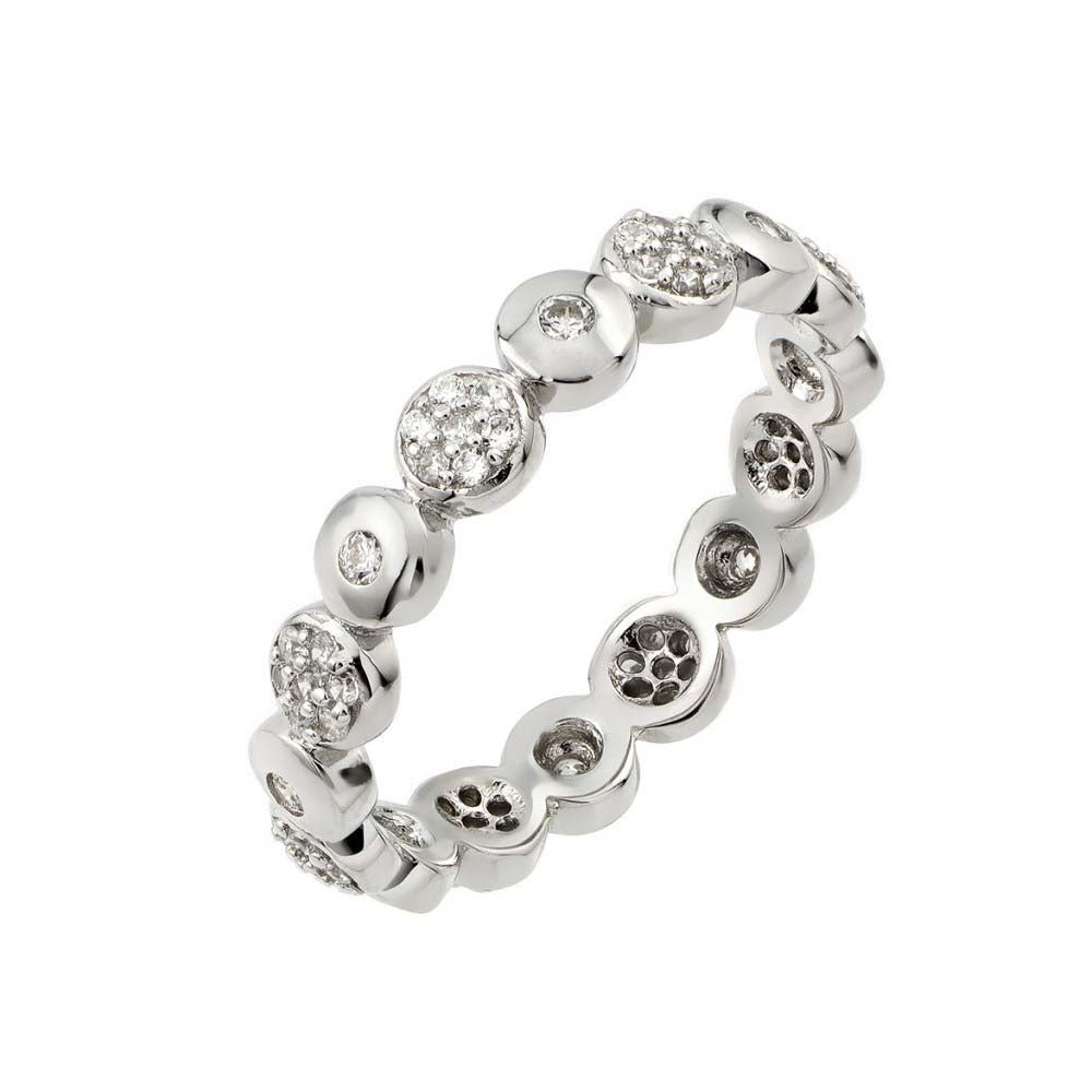 Sterling Silver Rhodium Plated Clear CZ Inlay Circle Eternity RingAnd Width 4mmAnd Dimensions 1mm