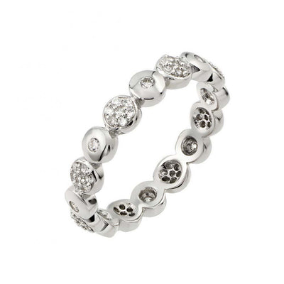 Sterling Silver Rhodium Plated Clear CZ Inlay Circle Eternity RingAnd Width 4mmAnd Dimensions 1mm