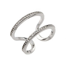 Load image into Gallery viewer, Sterling Silver Rhodium Plated Entangling Shaped Ring With CZ Stones