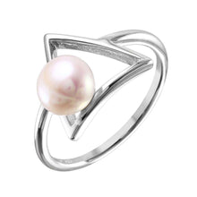 Load image into Gallery viewer, Sterling Silver Rhodium Plated Open Triangle Fresh Water Pearl Ring