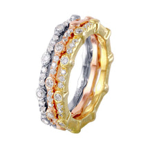 Load image into Gallery viewer, Sterling Silver Multi Plated Three Piece Round Stackable Rings With CZ StonesAnd Width 1mmAnd Dimensions 22mmx2mm