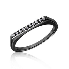 Load image into Gallery viewer, Sterling Silver Black Rhodium Plated Stackable Flat Top Eternity Ring With CZ RingsAnd Thickness 2.1mm