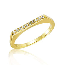 Load image into Gallery viewer, Sterling Silver Gold Plated Stackable Flat Top Shaped Eternity Rings With CZ StonesAnd Thickness 2.1mm