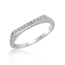 Load image into Gallery viewer, Sterling Silver Rhodium Plated  Stackable Flat Top Eternity Ring With CZ StoneAnd Thickness 2.1mm