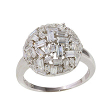 Load image into Gallery viewer, Sterling Silver Rhodium Plated Half Sphere Ring With Rectangle CZ