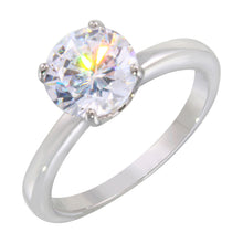 Load image into Gallery viewer, Sterling Silver Rhodium Plated Round Solitaire CZ Ring
